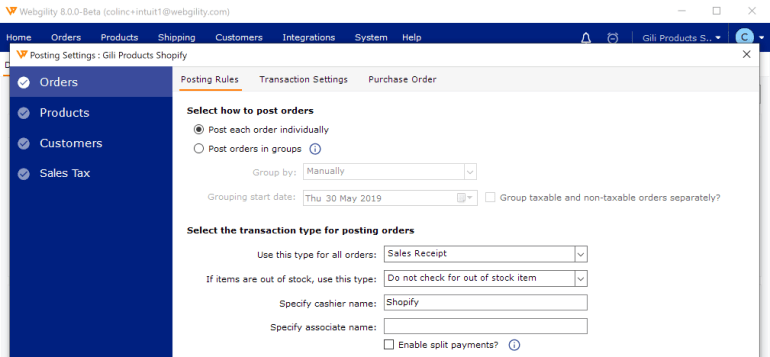 Centralized posting settings